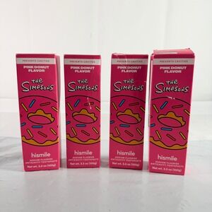 Hismile The Simpsons Pink Donut Toothpaste 4 Pack 3.5oz New With Imperfections